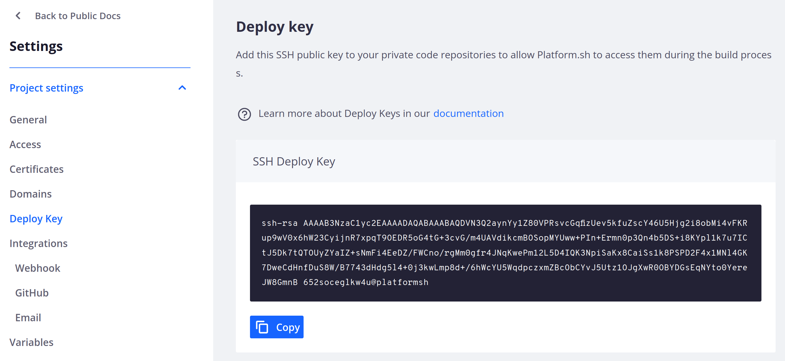 Project deploy key