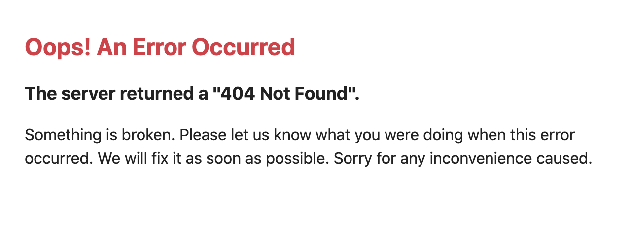 A 404 error page in production mode